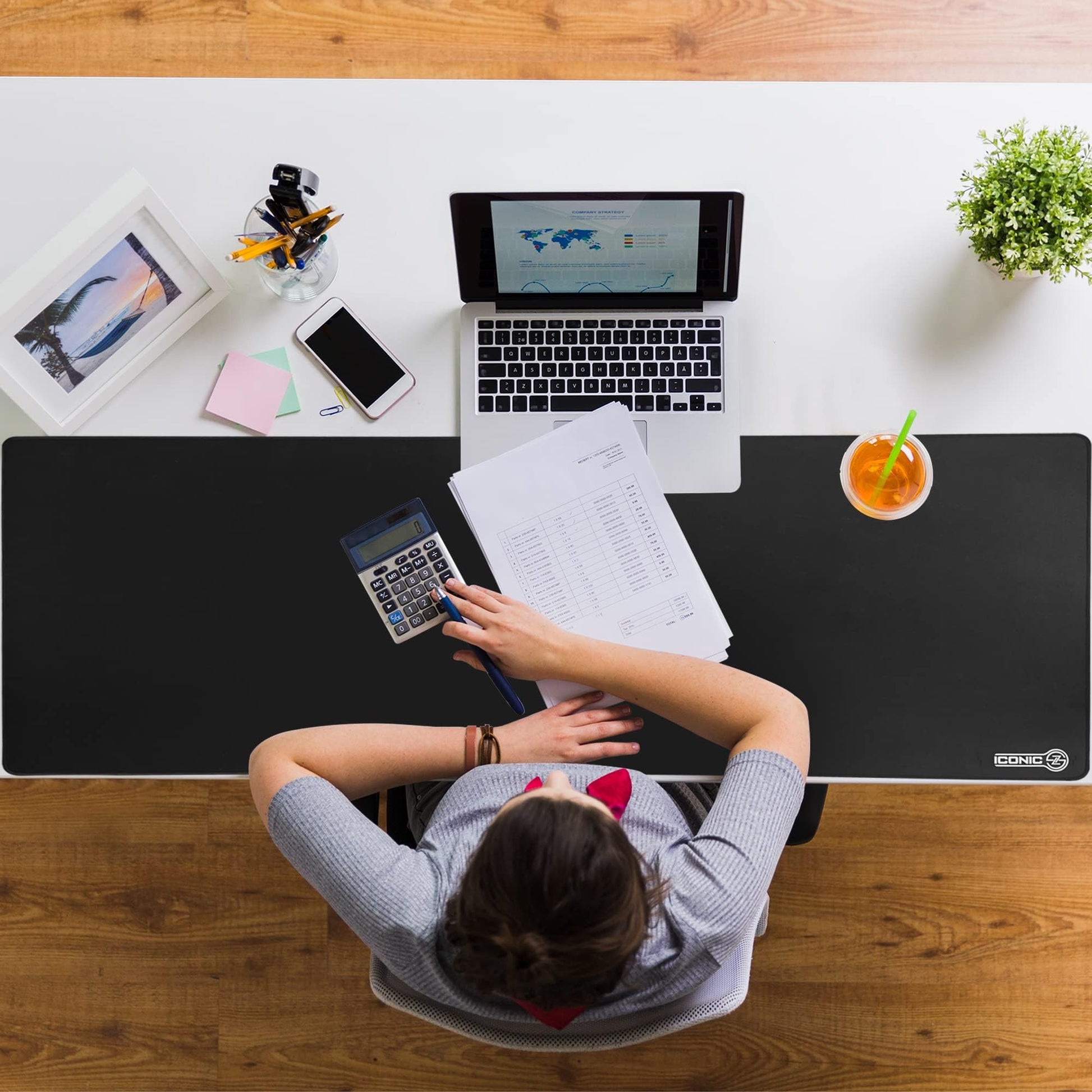 ICONIC - PRO PC GEAR 4XL Oversized & Ultimate Gaming Desk Mat 54"x23"(Black) - Giant & Thicker 4mm