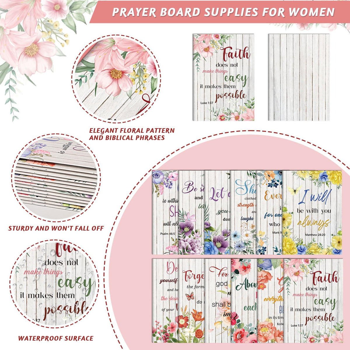 BESARME 24 Pack Floral Small Pocket Notebook, Christian Gifts Prayer Journal for Women Bible Quote