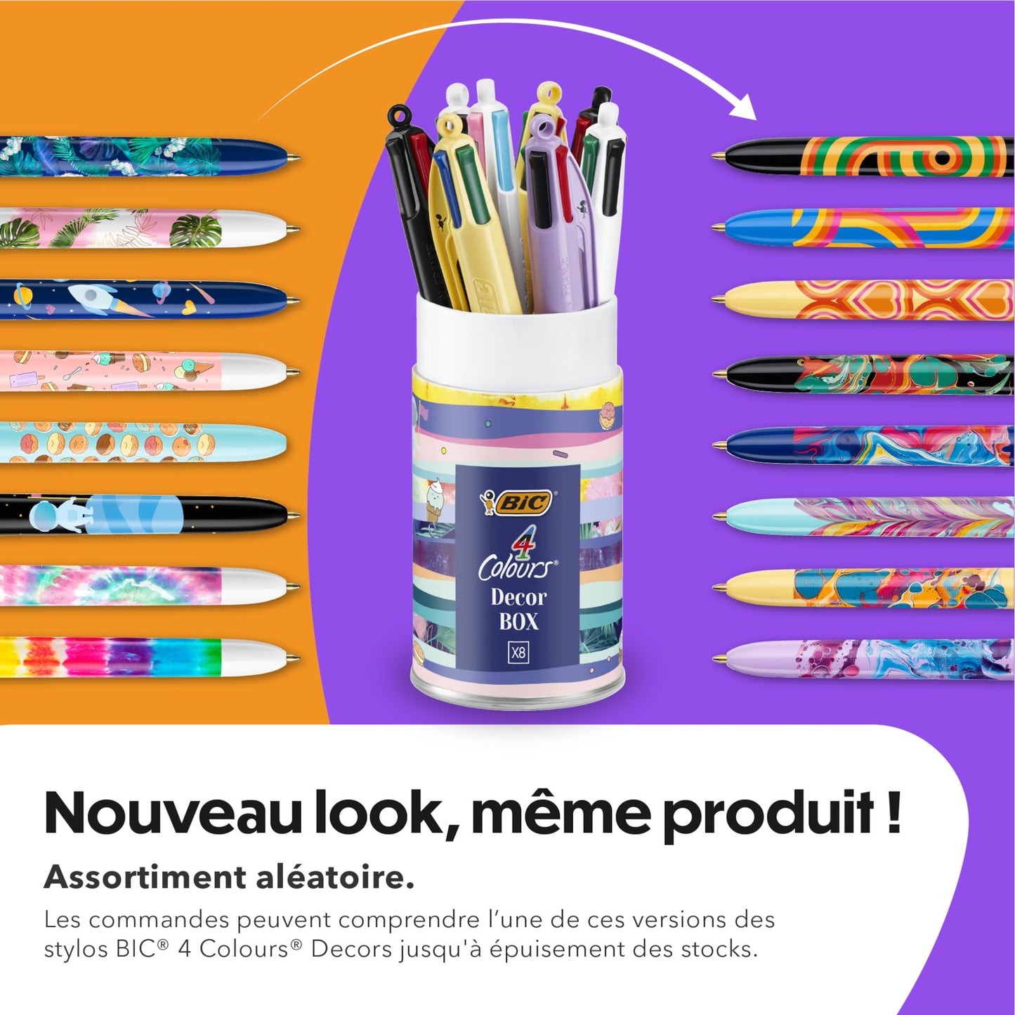 Bic 4 Colours Message Box - Retractable Ballpoint Pens Medium Nib (1.0 mm) - Assorted Decorations