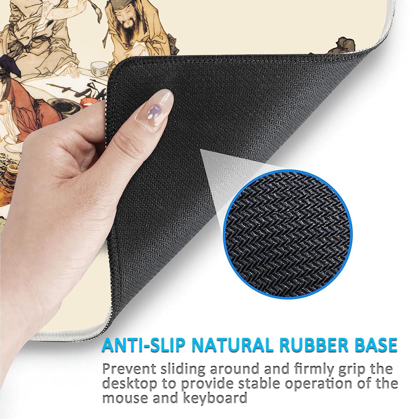 LL-COEUR XXL Landscape Gaming Mouse Pad Computer Keyboard Mat Office Desk Pad (Eight Immortals