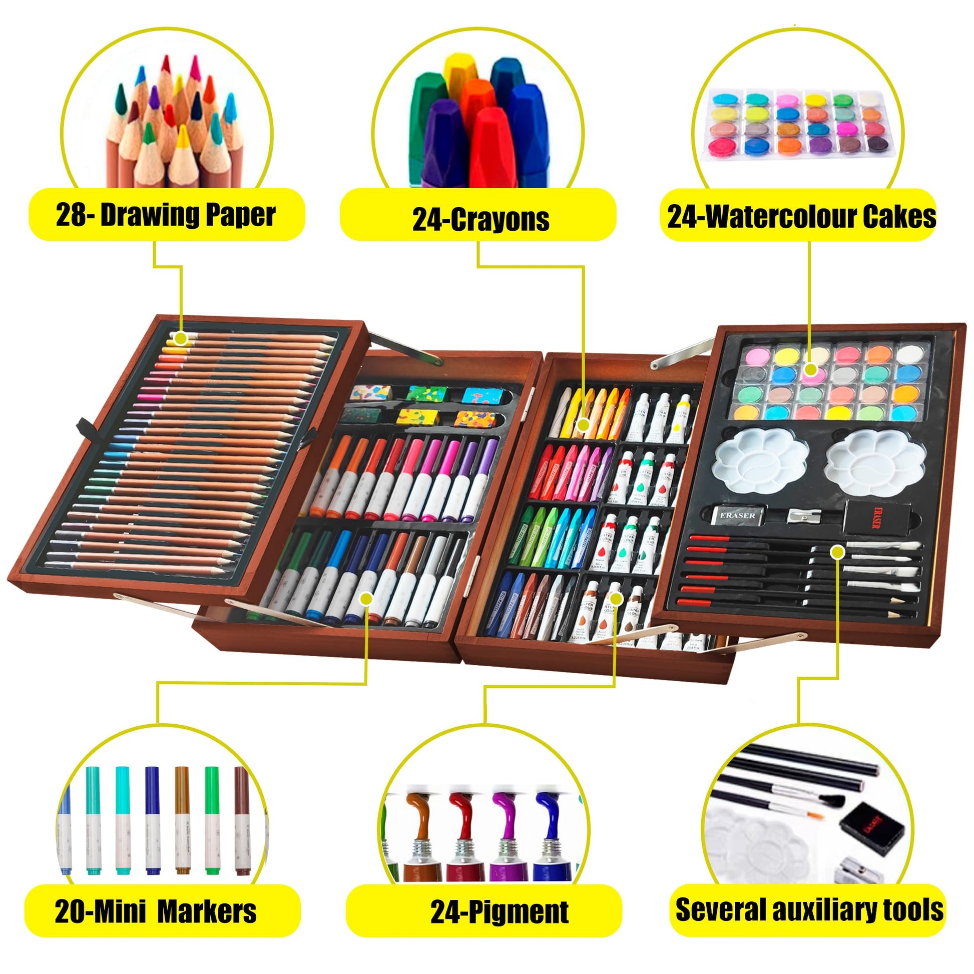 KINSPORY Art Sets, 139 Pack Painting Drawing Art Supplies Kit with 2 Sketch Pads, Deluxe Double