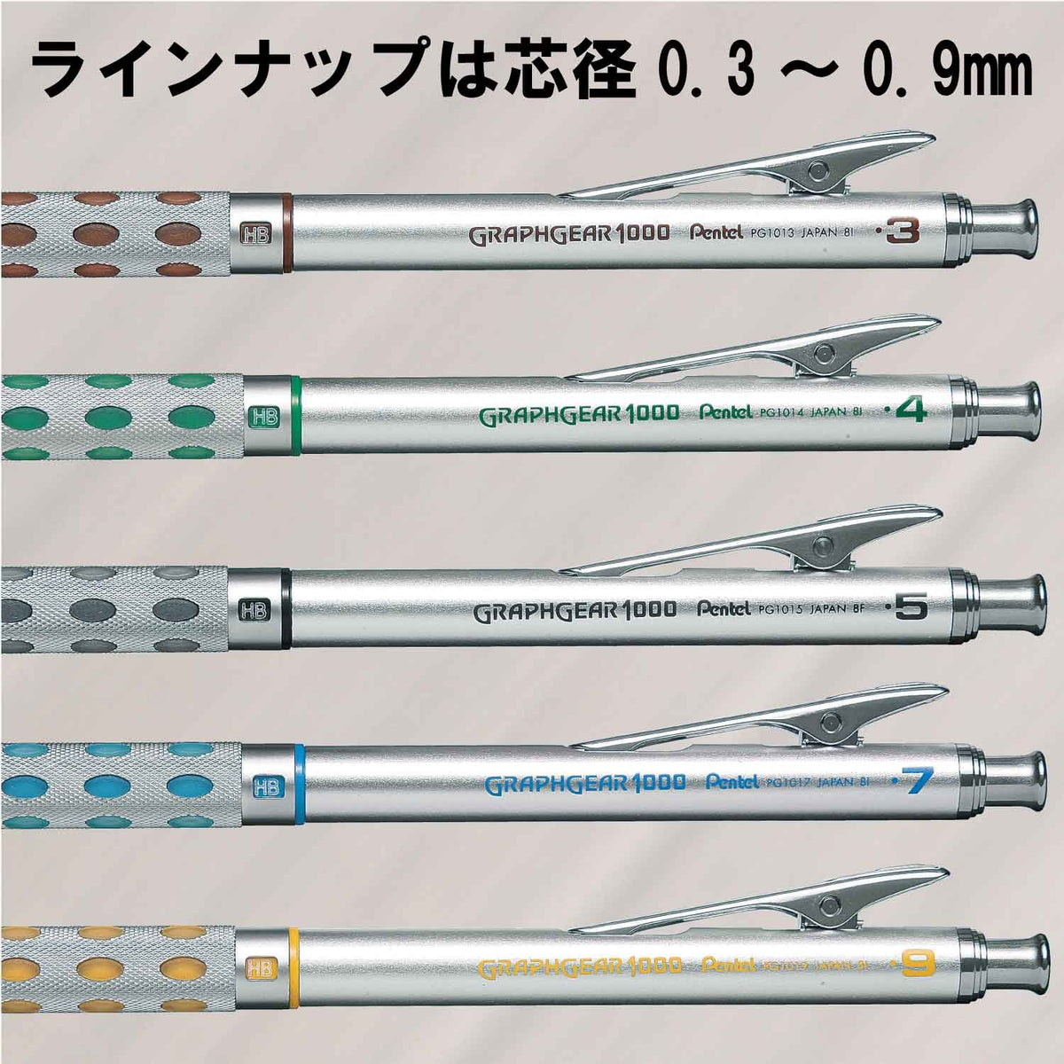 Pentel Packaged Graph Gear 1000 Automatic Drafting Pencil, 0.9mm, Yellow Accents (XPG1019)