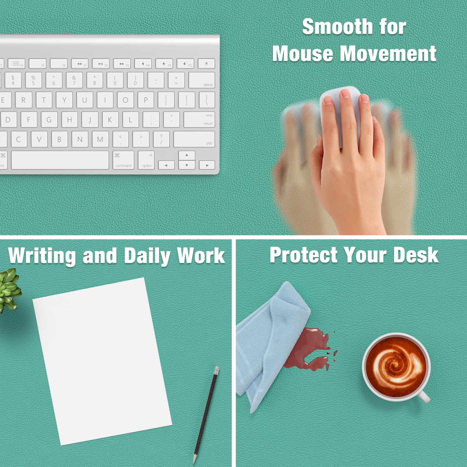Hsurbtra Desk Pad, 35.5" x 17" PU Leather Desk Mat, XXL Extended Mouse Pad, Waterproof Desktop