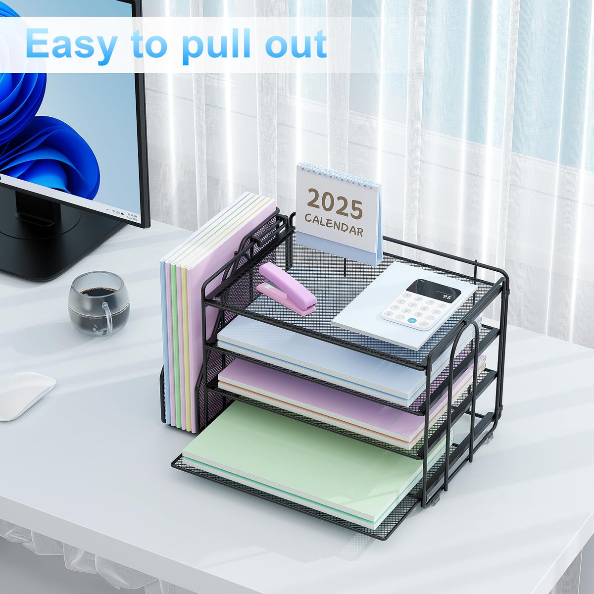 Spacrea 4-Tier Paper Organizer for Desk with File Organizer
