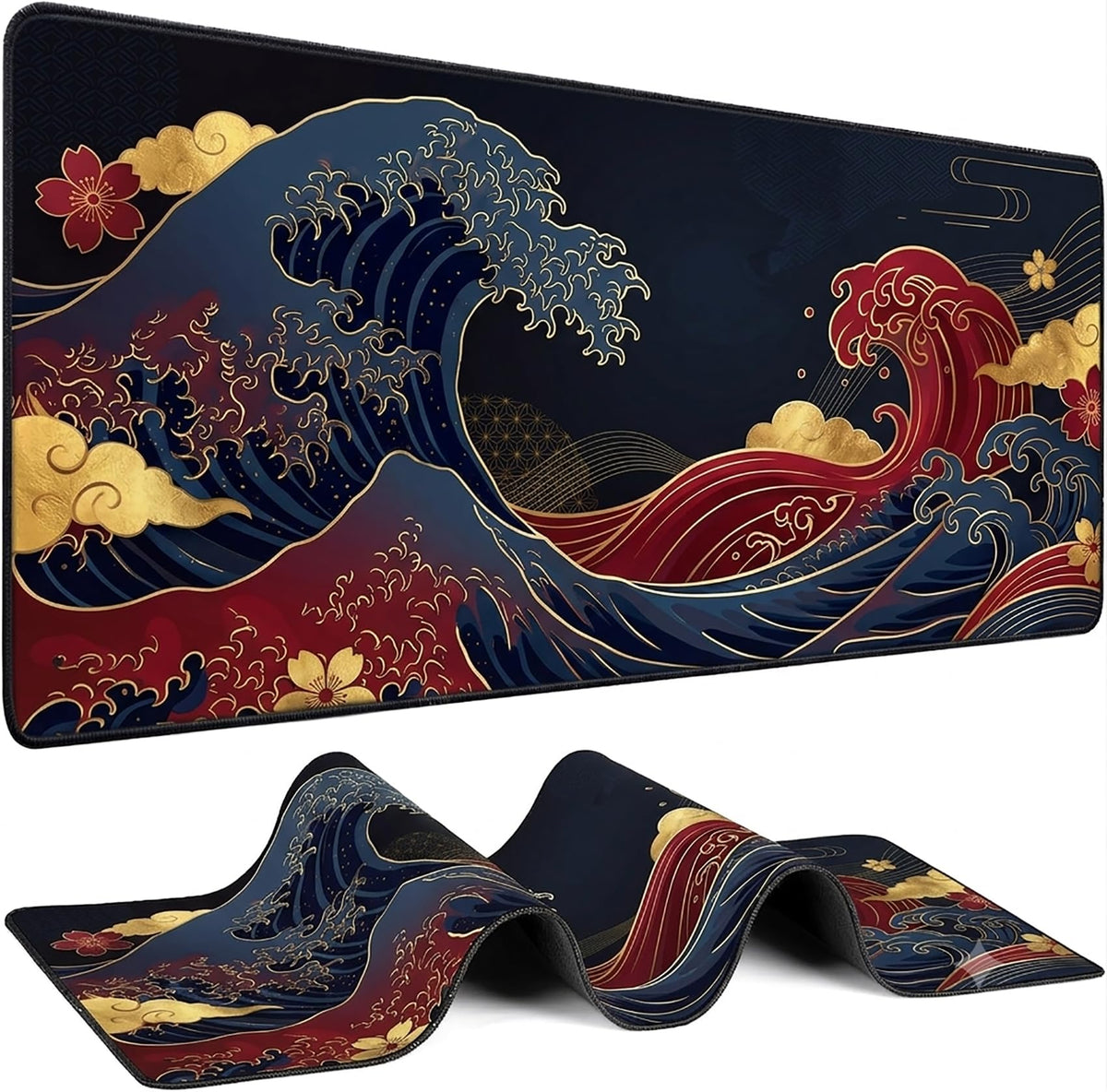 Japanese Great Wave Mouse Pad XL-Extended Gaming Desk Mat (31.5 x 15.7 in)