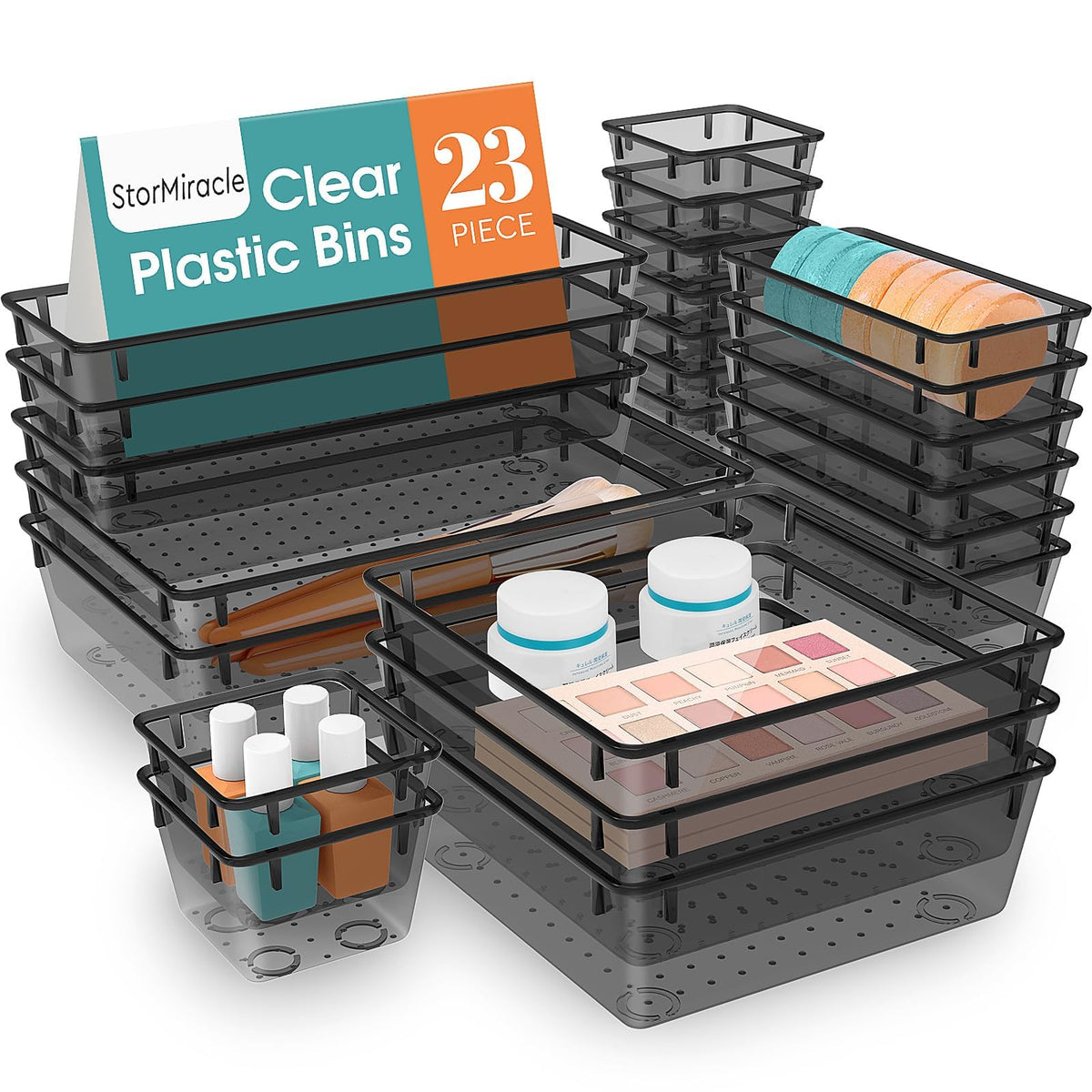 23 PCS Drawer Organizer Set, 5 Size Bathroom and kitchen organizer Trays