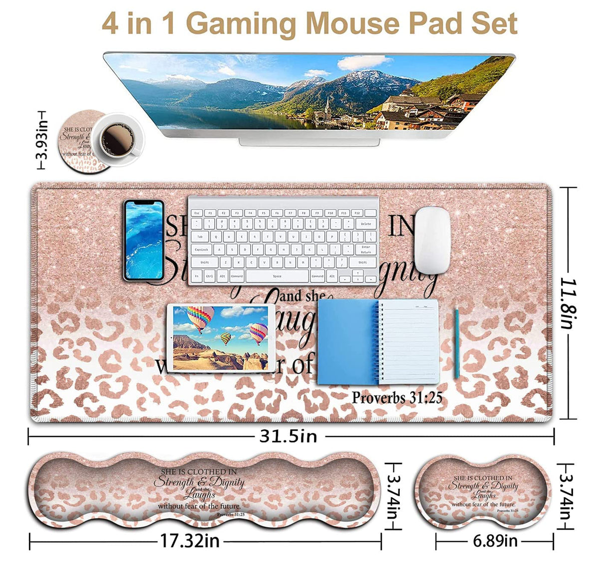 Large Mouse Pad, Office Desk Pad,Laptop Desk Table Protector Writing Mat, Ergonomic Extended Pink