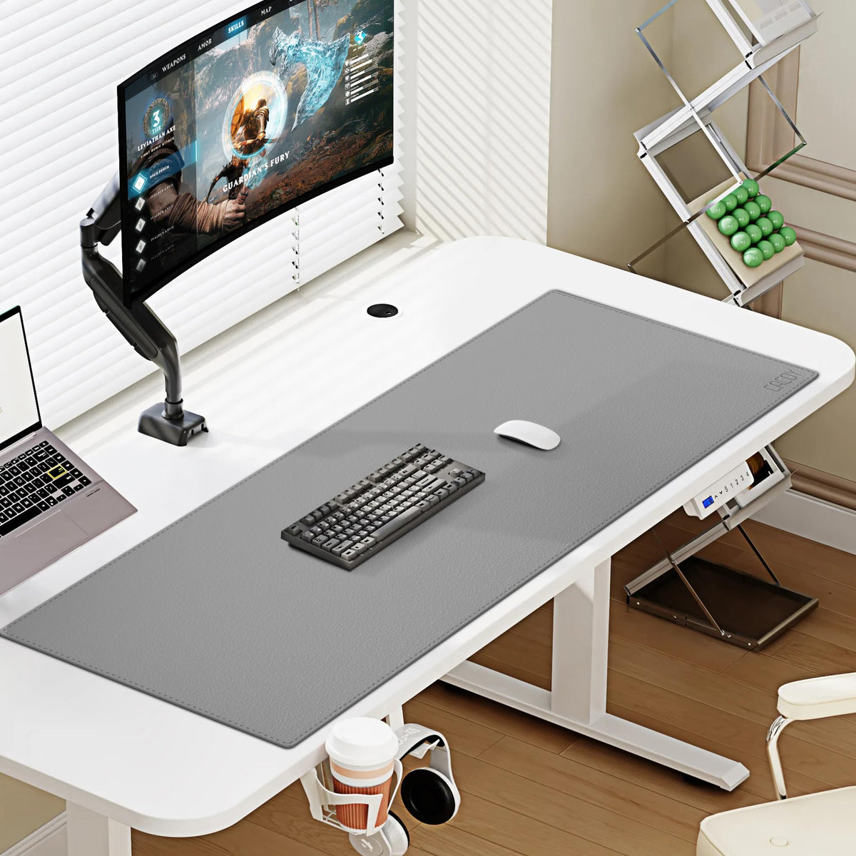 Cacoy 40" x 16" PU Leather Desk Pad Blotter, Extended Gaming Computer Mouse Pad, Waterproof Writing