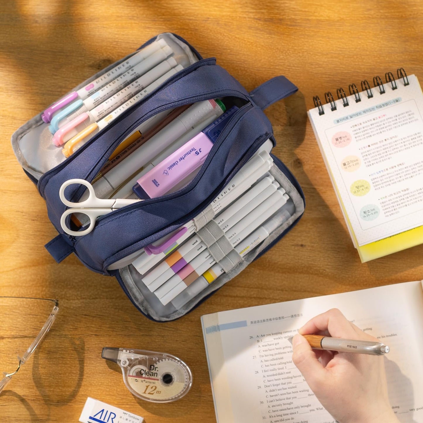 CICIMELON Large Capacity Pen Pencil Case with 4 Compartments, Multi-Slot Pencil Pouch Bag Aesthetic