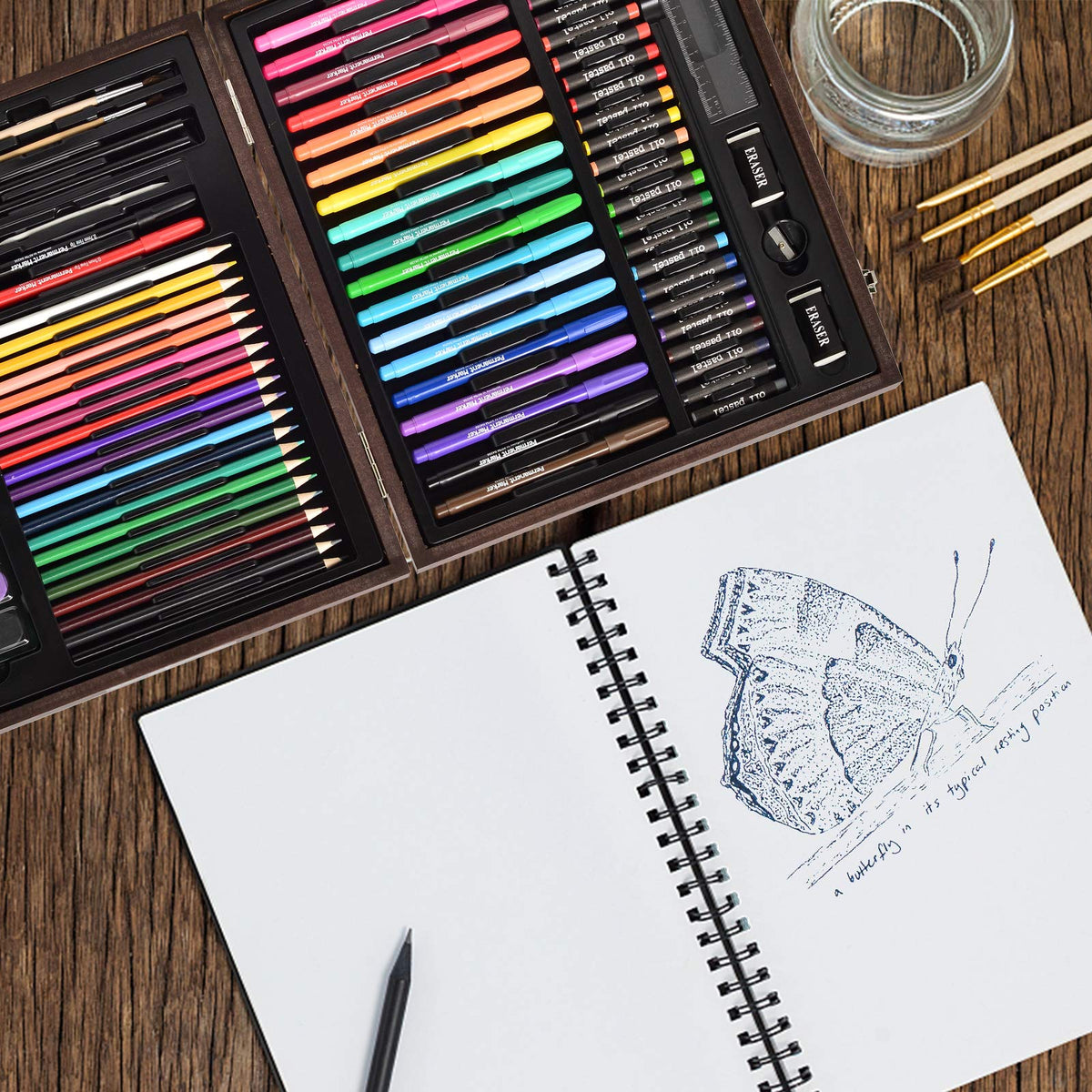 Darnassus Wood Art Set, Art Box & Drawing Kit Color Set, Art Supply Gift For 4-12 Age, Art Kit with