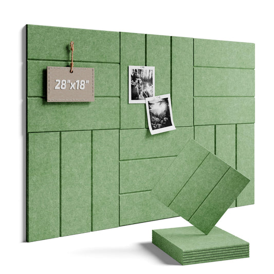 Fluxynara 28" X 18" Cork Board Alternative, Wide Stripe, Botanical Green