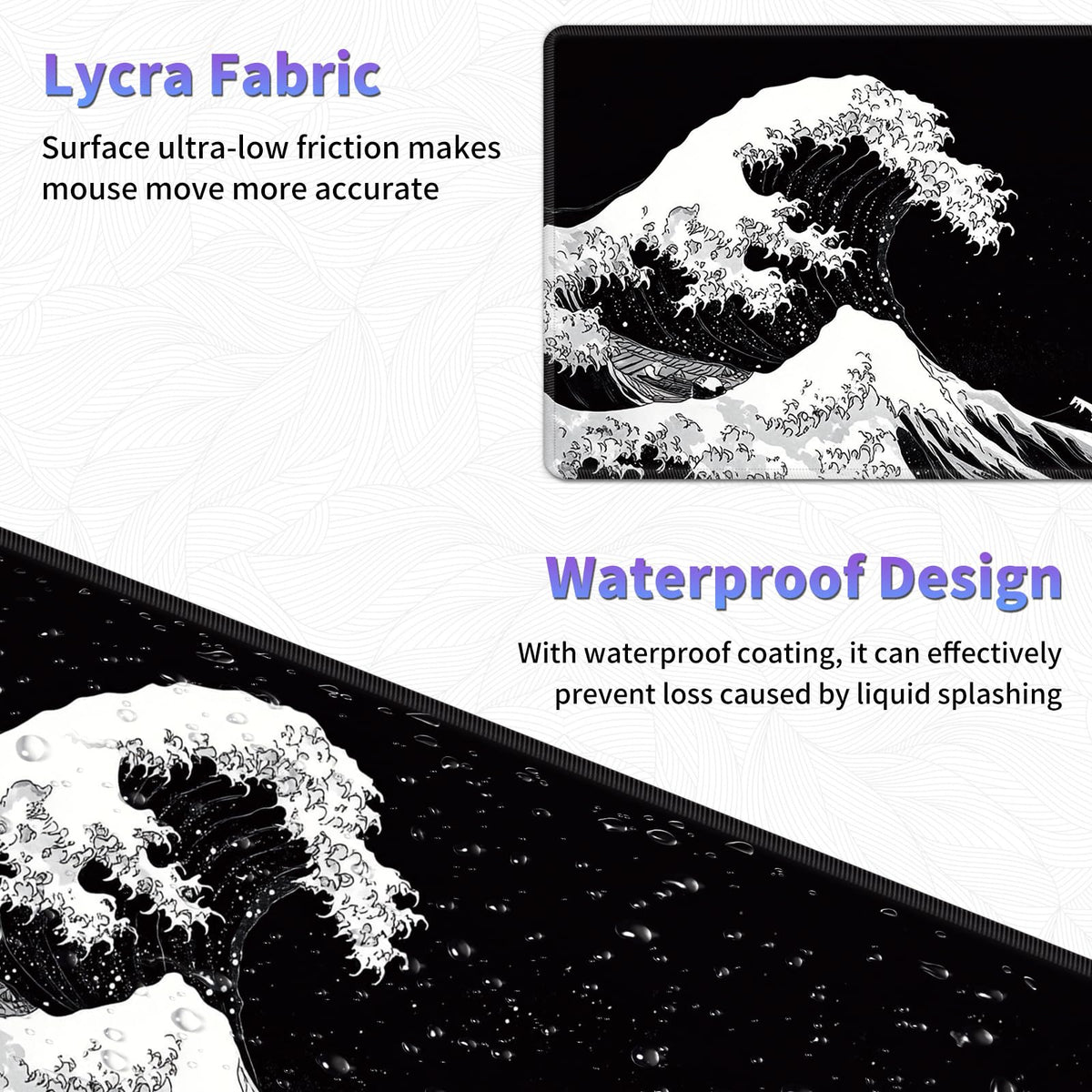 Large Mouse Pad, Desk Mat, XL Gaming Keyboard Mat, Non-Slip Rubber Base, Full Extended Mousepad for