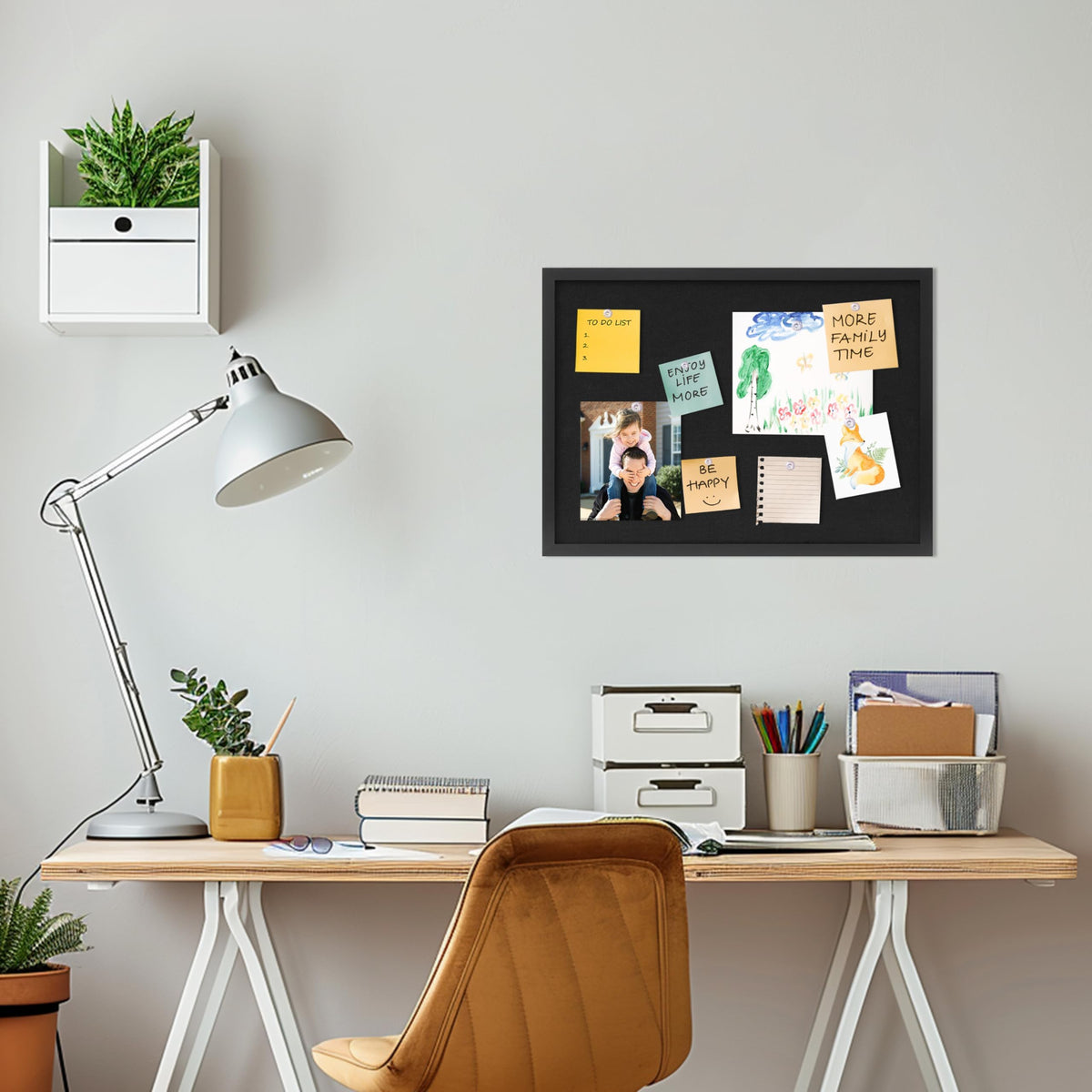 DAHAPYBOO Cork Board with Linen Black,Bulletin Board 23"x17"