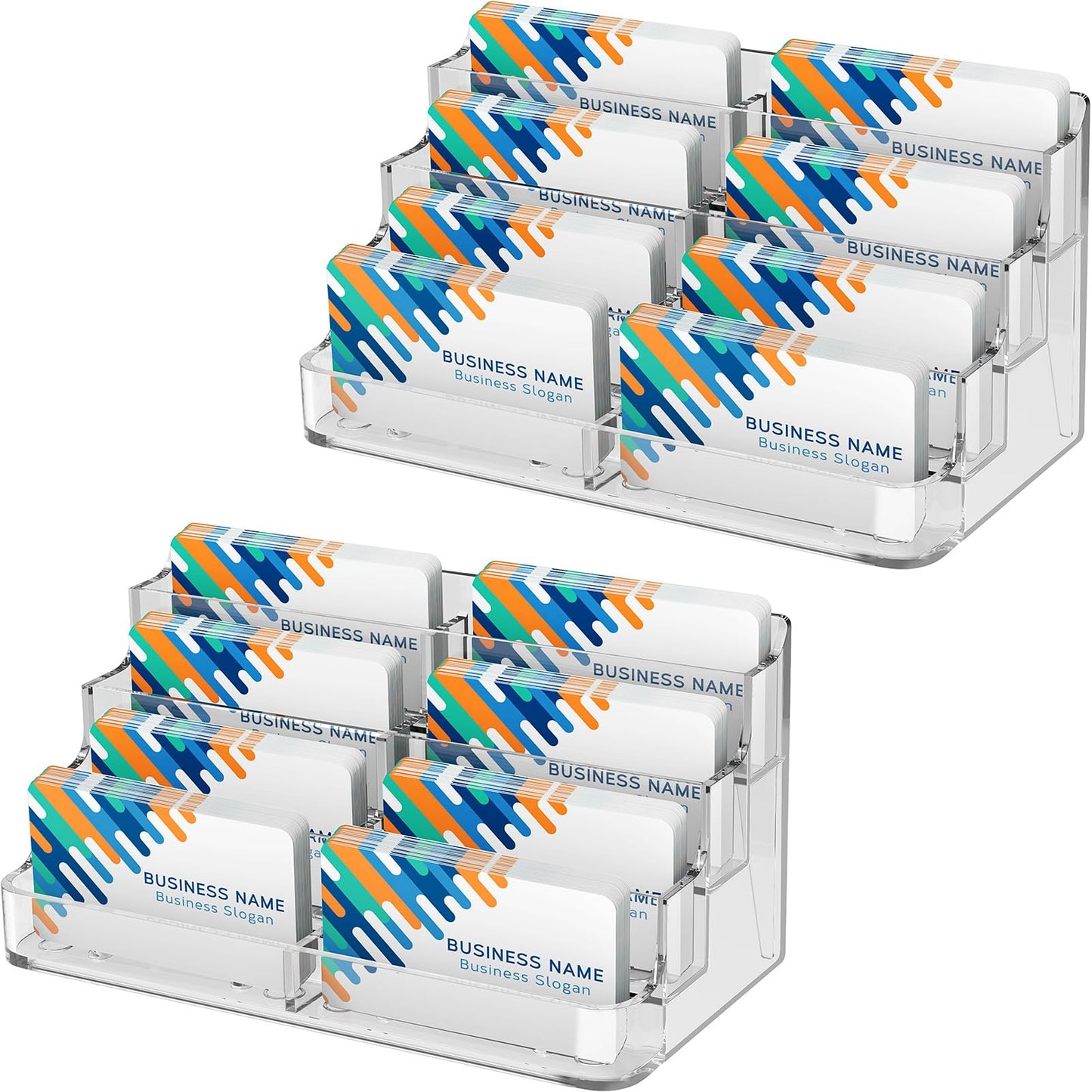 MaxGear 2 Pack Acrylic Business Card Holder, Card Display Stand, 8 Pockets