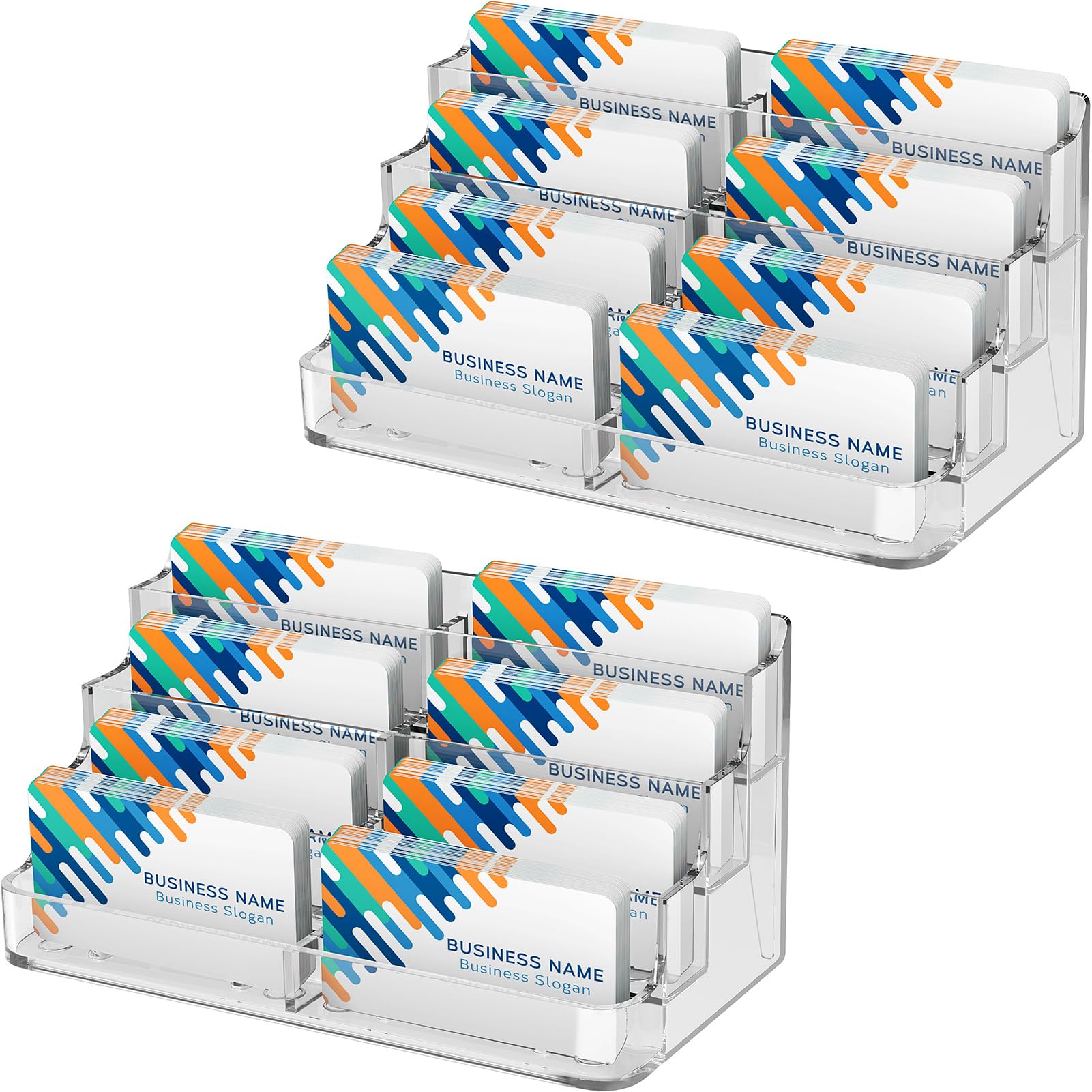 MaxGear 2 Pack Acrylic Business Card Holder, Card Display Stand, 8 Pockets