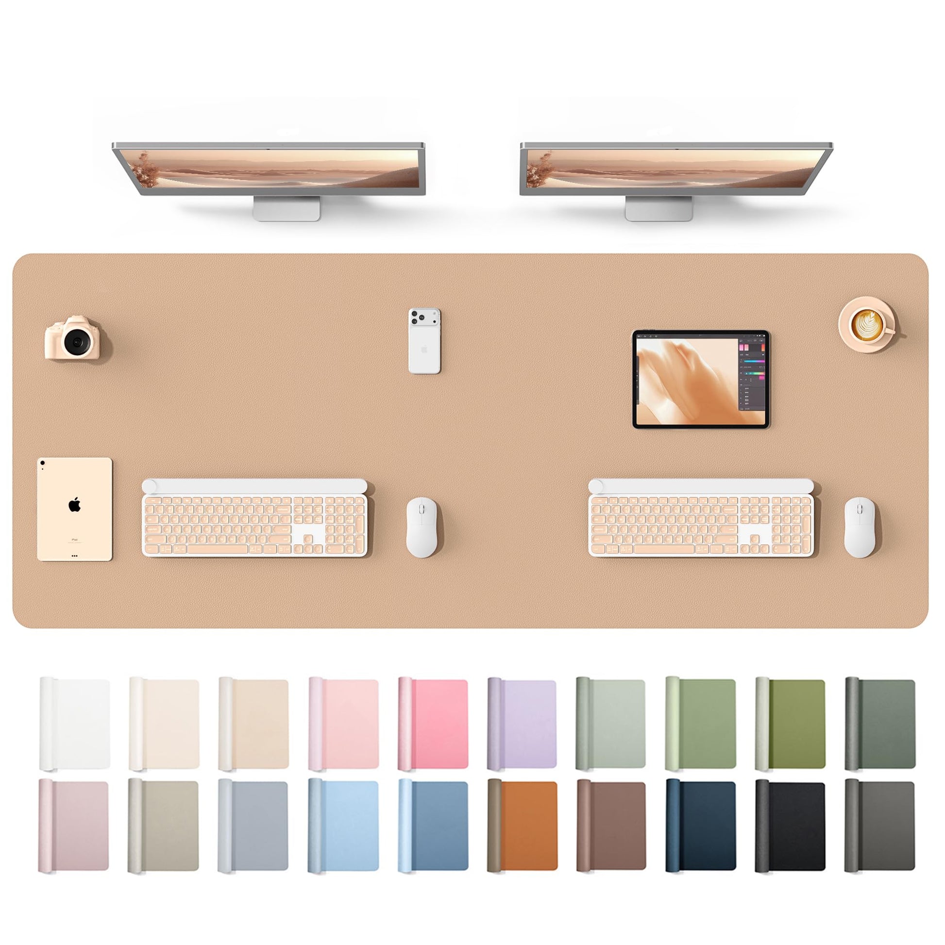 YSAGi Leather Desk Protector, Office Mat, Large Mouse Mat, Non-Slip PU Leather Blotter, Laptop Desk