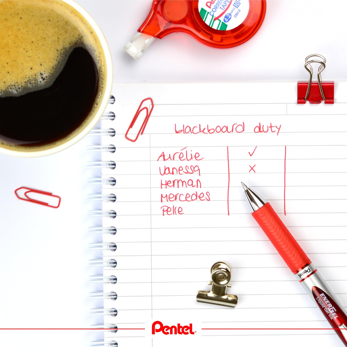 Pentel BL77-BO Energel XM Retractable Gel Pen with 0.7 mm Tip, 0.35 mm Line Width - Red, Pack of 12