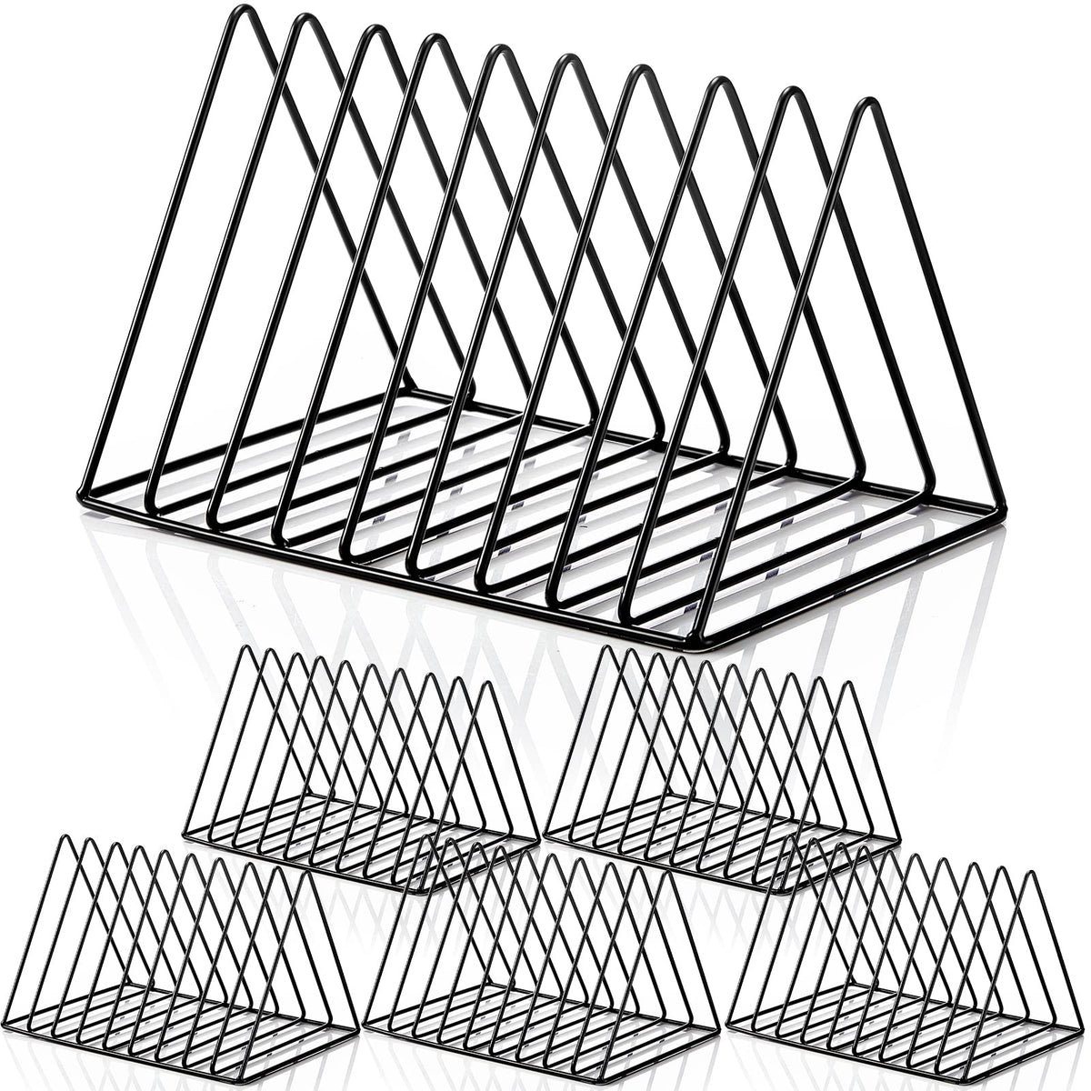 Shimeyao 6 Pieces Magazine Holder Triangle File Holder Book Record Metal Vinyl Record Storage