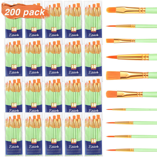 ESRICH 200PCS Paint Brushes, Paint Brush for Acrylic Painting