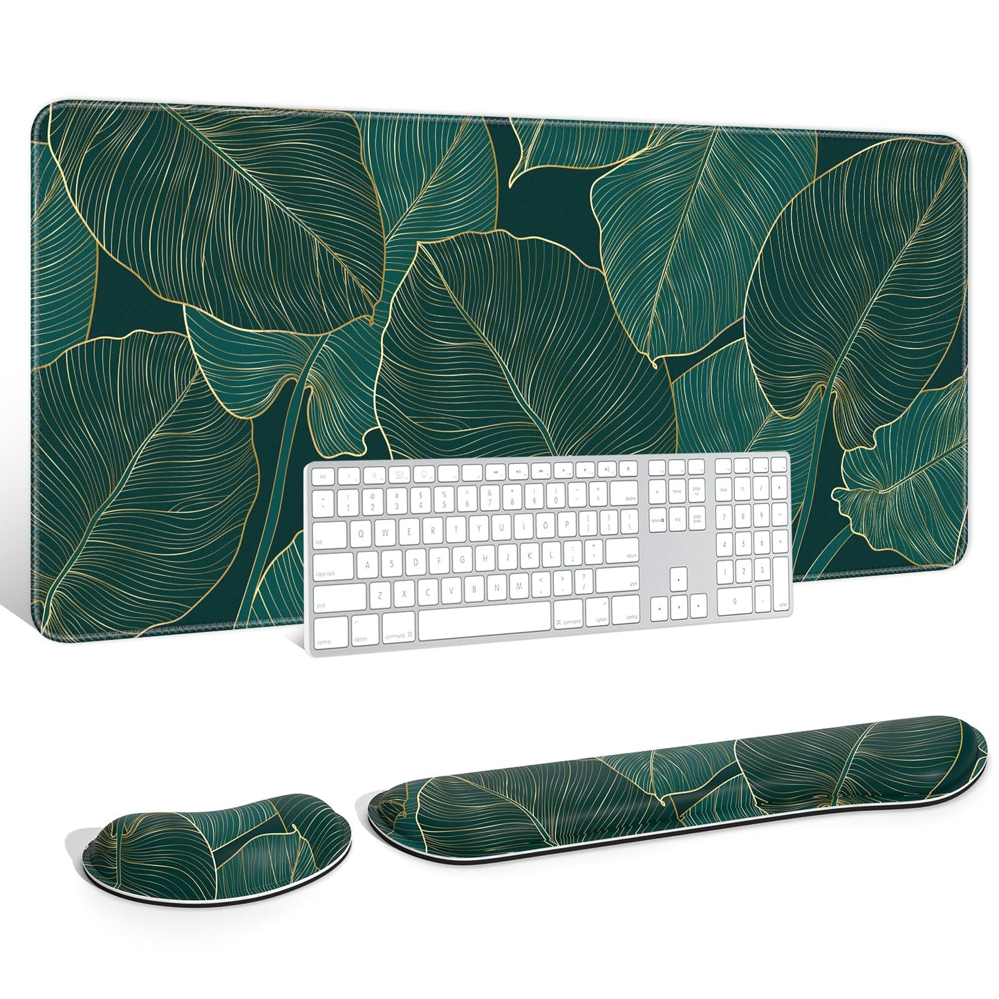 Auhoahsil Large Mouse Pad with Wrist Rests for Keyboard & Mouse, Thick Soft Ergonomic Memory Foam