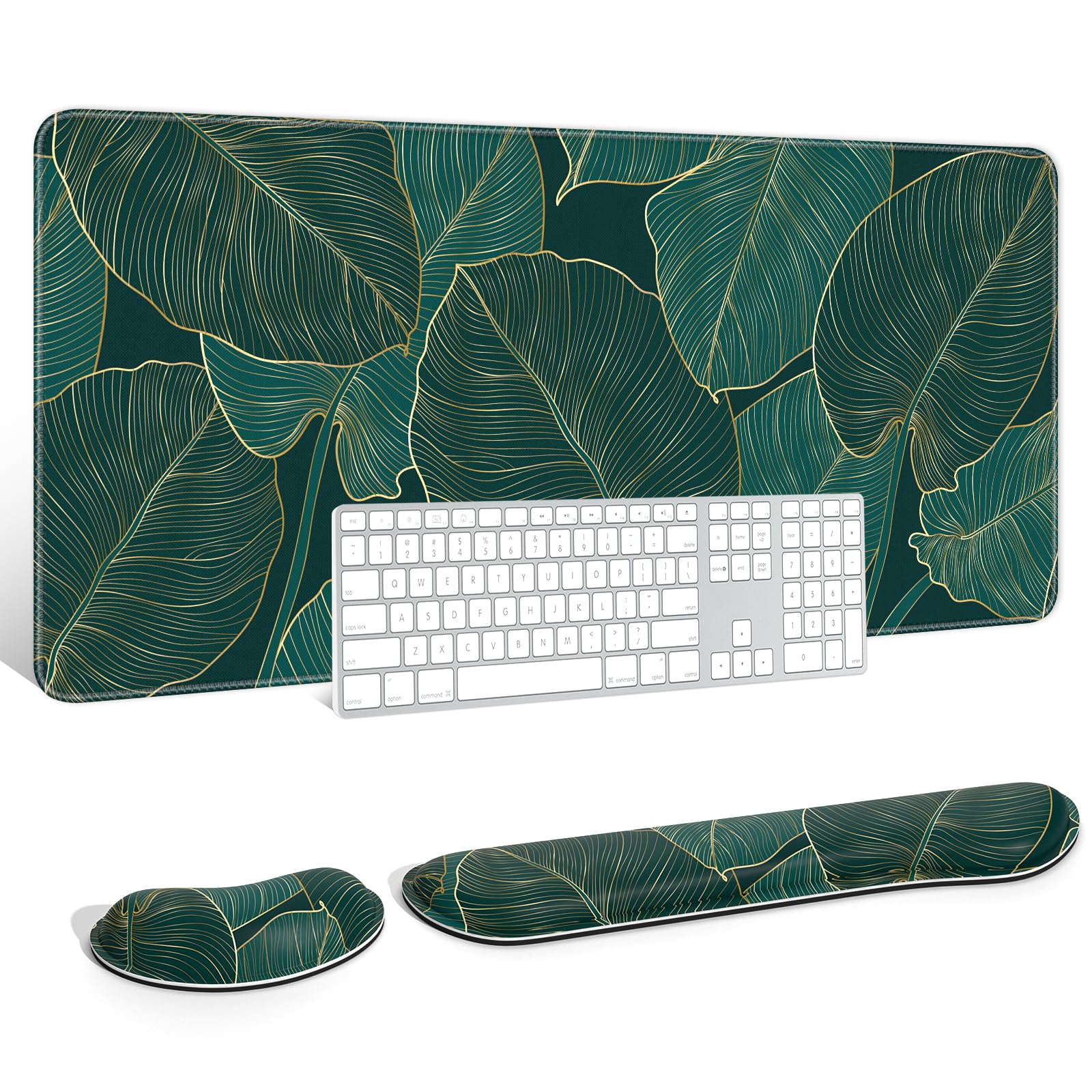 Auhoahsil Large Mouse Pad with Wrist Rests for Keyboard & Mouse, Thick Soft Ergonomic Memory Foam