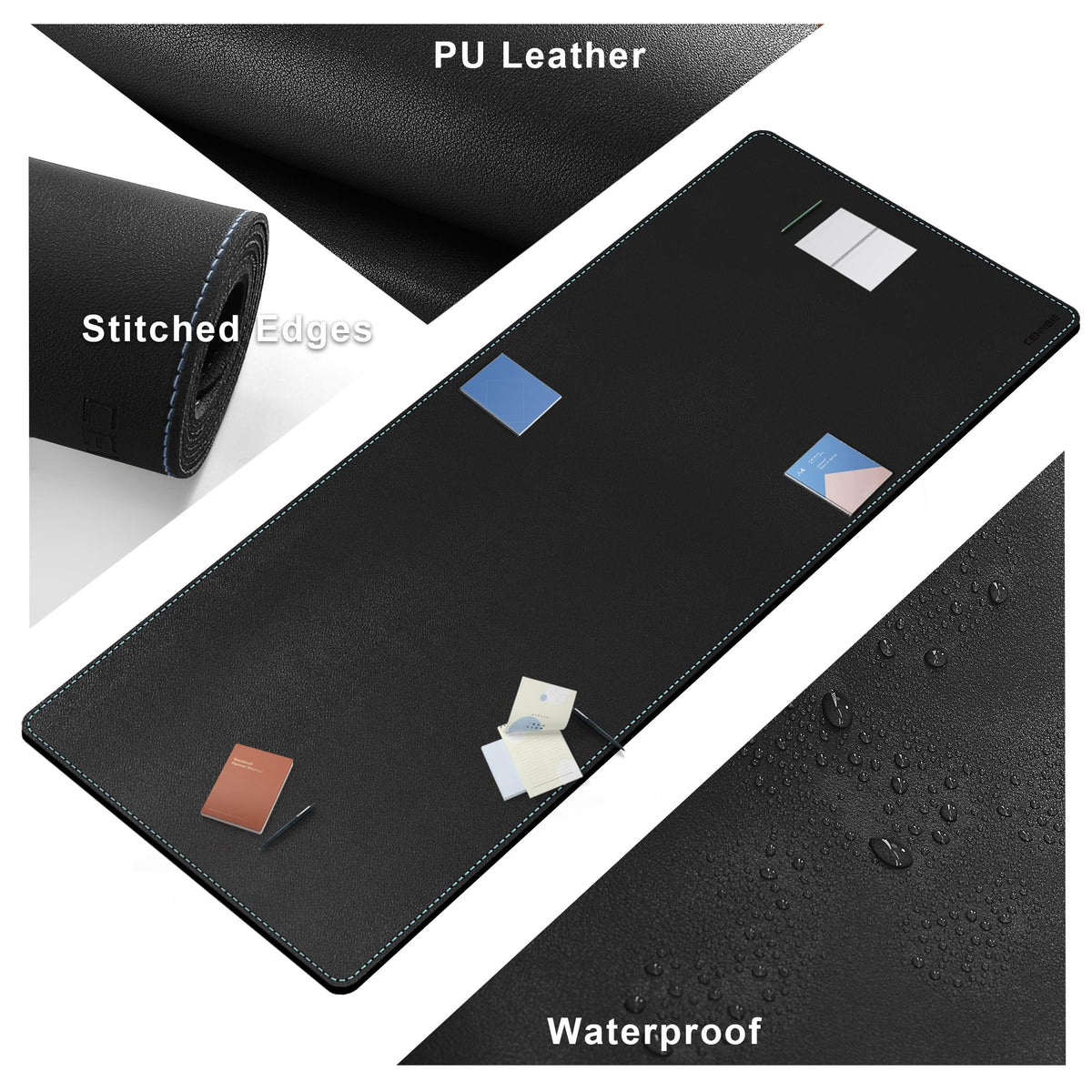 CENNBIE Leather Desk Pad Large, 71" x 27.5" Desk Mat Protector (Black)