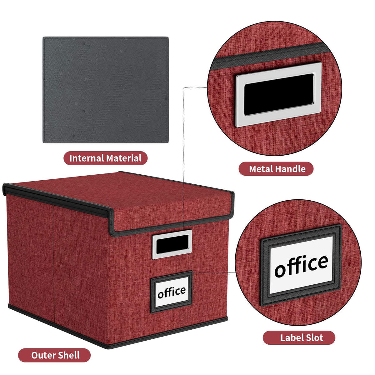Huolewa File Organizer Box with Lids, Collapsible File Folder Organizer