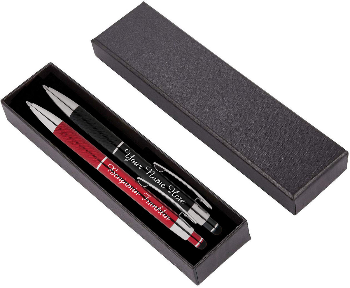 ExpressDesigns™ - Personalized Pens Gift Set - 2 Pack of Metal Pens w/gift box - Luxury Ballpoint