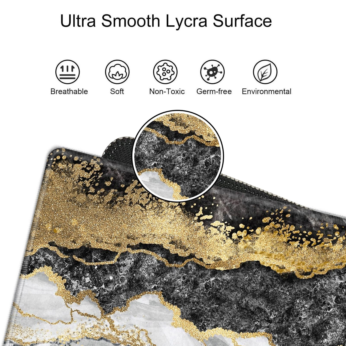 Gaming Mouse Pad 48 x 24 Giant Desk Mat Black Gold Marble Mousepad Extra Large Desk Pad XXXL Mouse