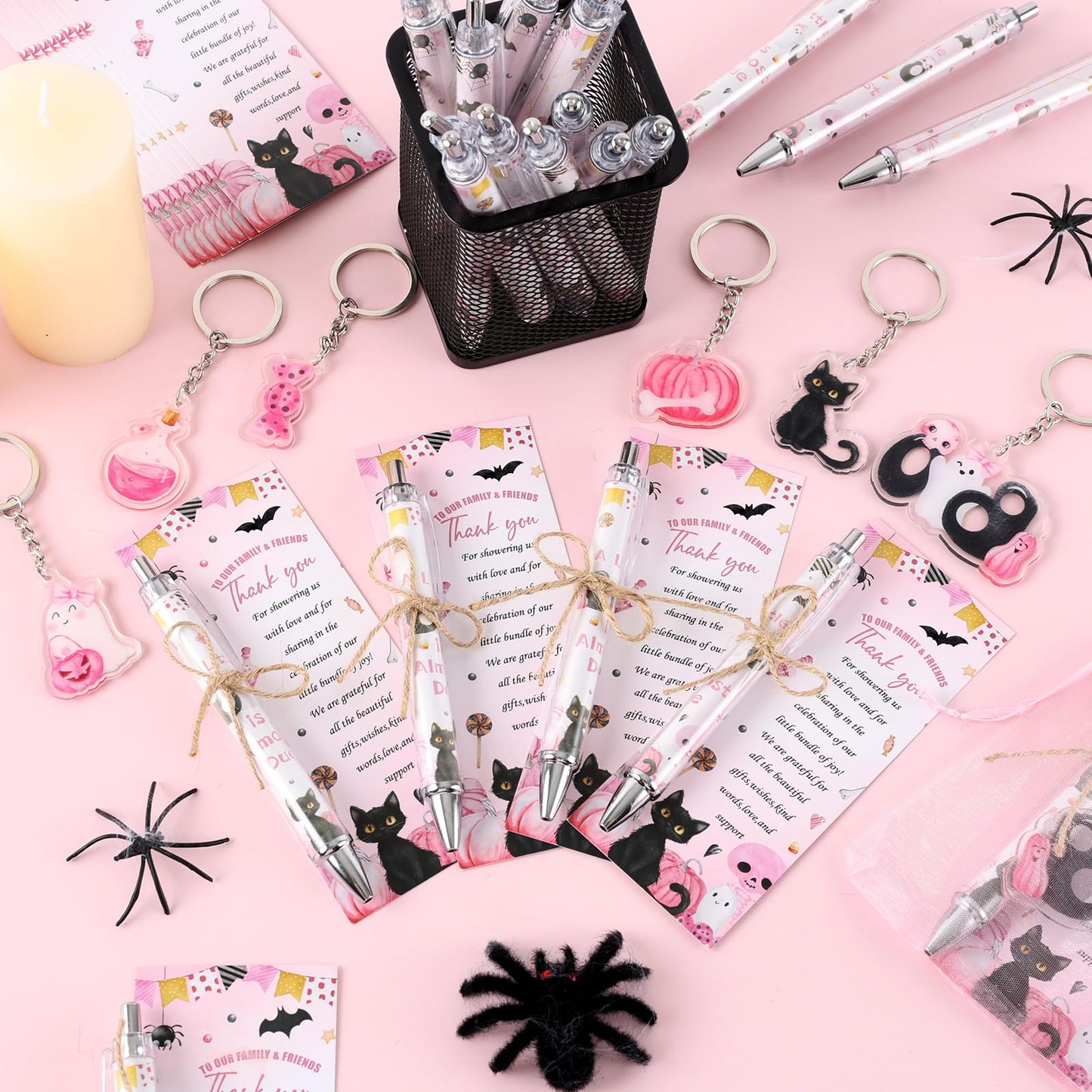 145 Pieces Halloween Baby Shower Favors for Guest A Little Boo is Almost Due Ballpoint Pens and