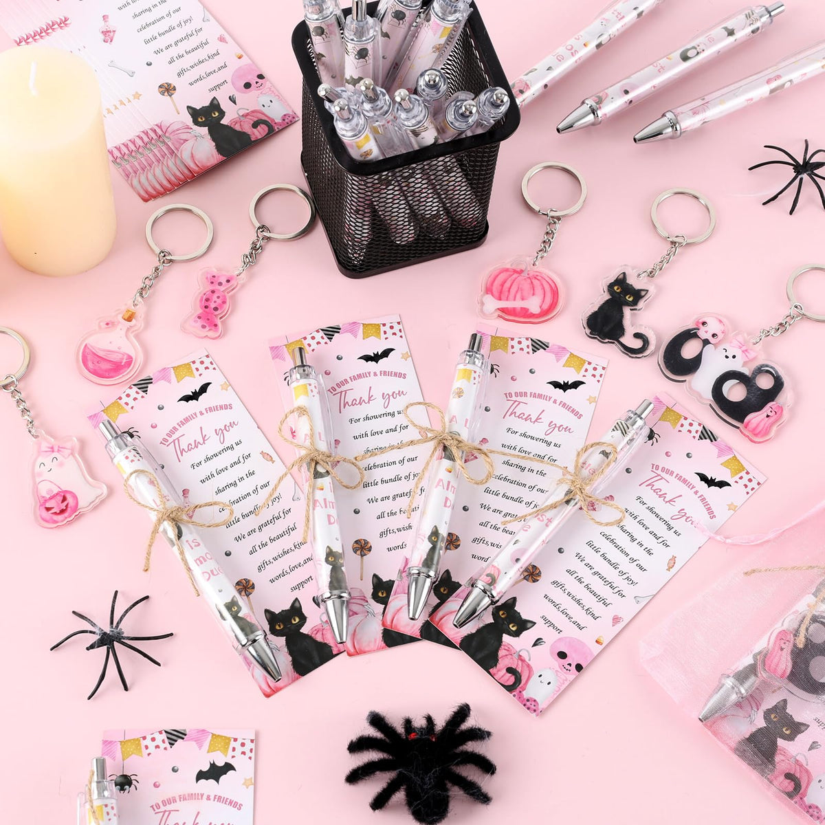 145 Pieces Halloween Baby Shower Favors for Guest A Little Boo is Almost Due Ballpoint Pens and