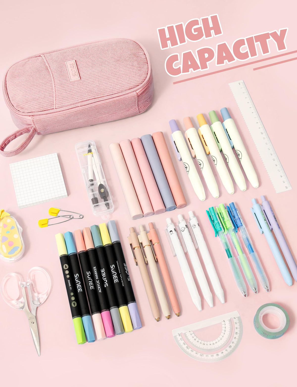 SUNEE Cute Pencil Case, Large Pencil Pouch, Aesthetic Big Pencil Bag with Zipper, Kawaii Stationery