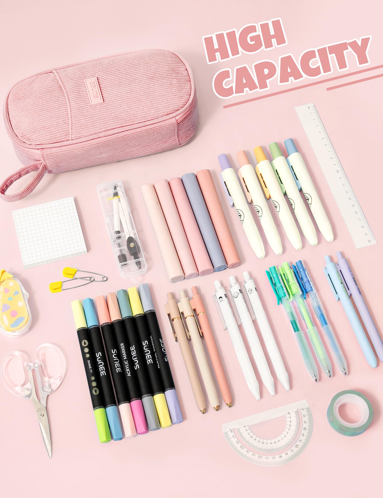 SUNEE Cute Pencil Case, Large Pencil Pouch, Aesthetic Big Pencil Bag with Zipper, Kawaii Stationery