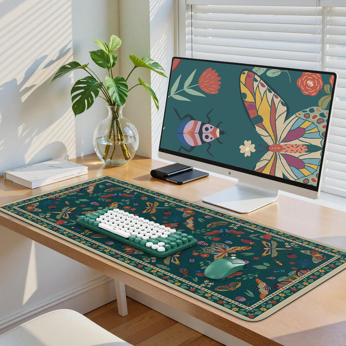 iCasso Desk Pad,Desk Matt for Desktop,Cute Mouse Pad,Green
