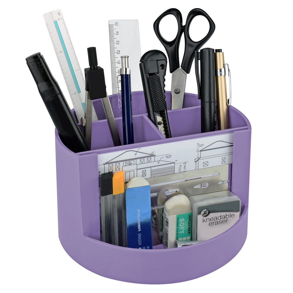 Acrimet Compact Desktop Organizer, 4 Spacious Slots, Round Pencil and Accessories Holder with Photo