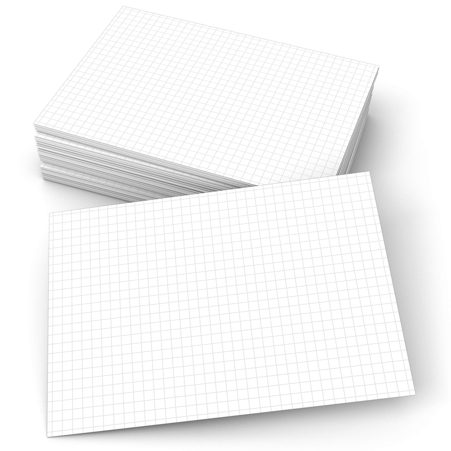 321Done Graph Index Cards, Large 5x7, Set of 50, 0.20" Grid Squares, White