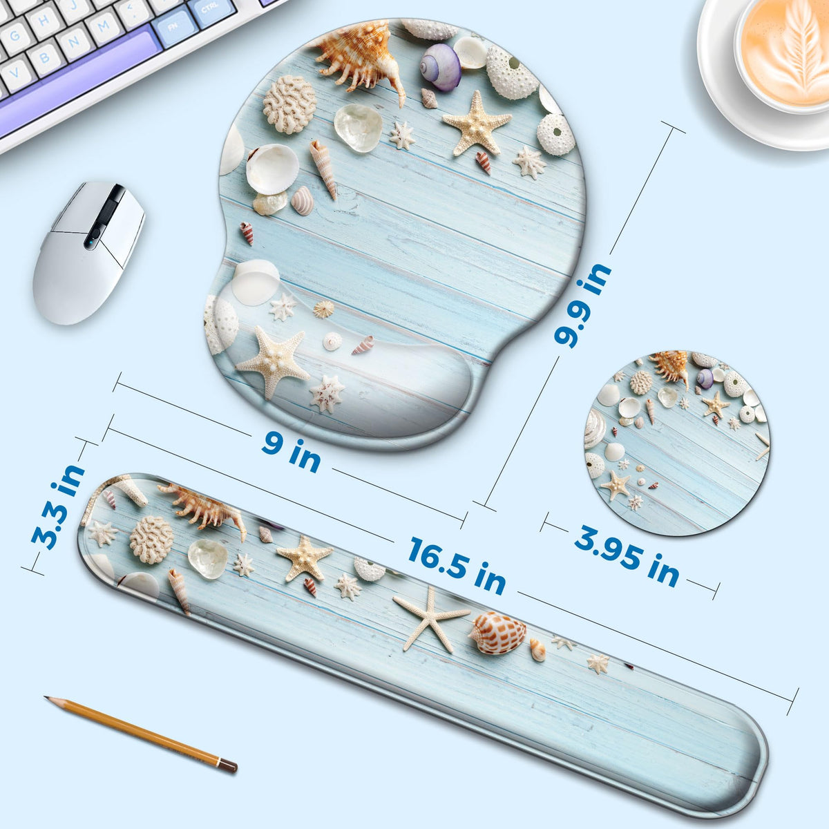 Wiabsi Mouse Pad and Keyboard Wrist Rest Support,Ergonomic Mouse Pad Set