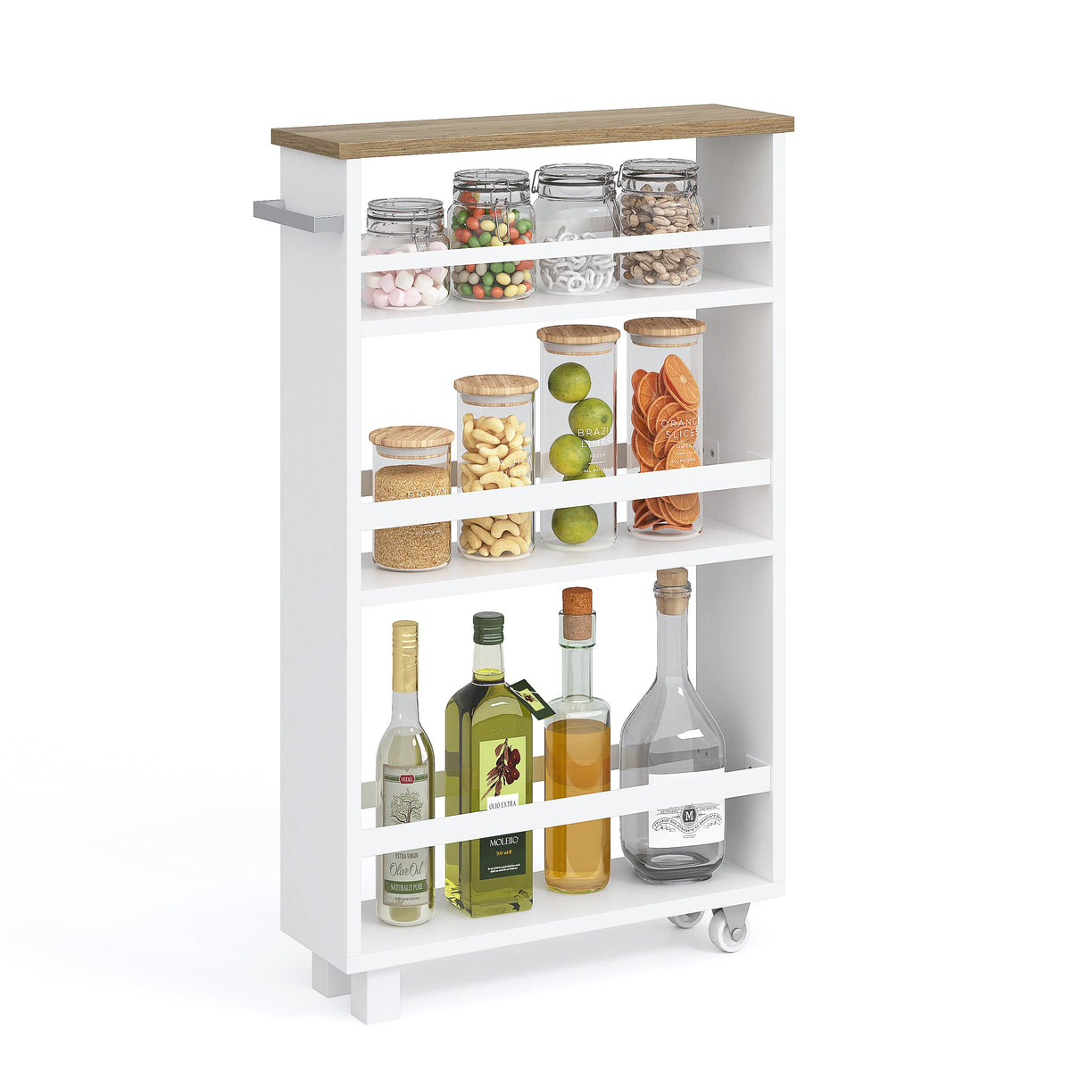UTEX Slim Rolling Storage Cart, 4-Tier Utility Cart on Wheels, Mobile Kitchen Storage Shelf for