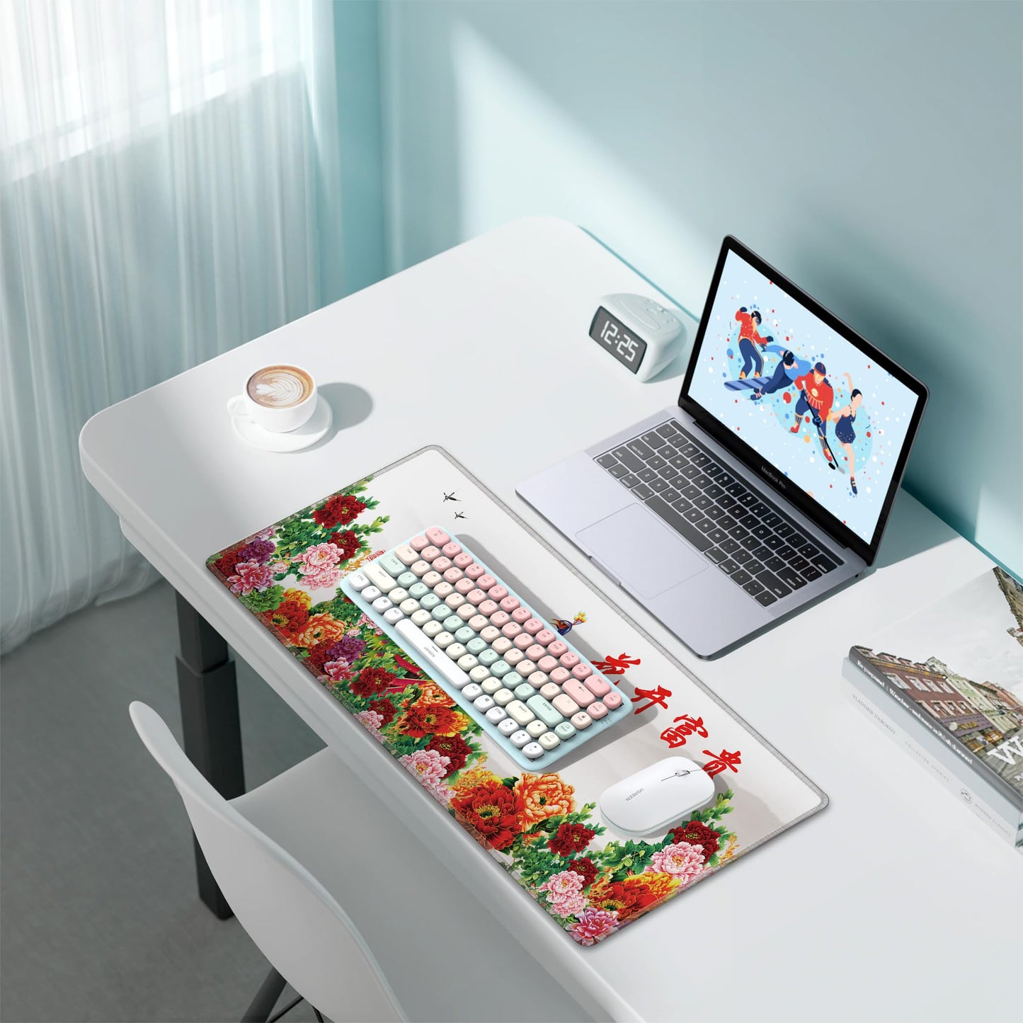 LL-COEUR XXL Landscape Gaming Mouse Pad Computer Keyboard Mat Office Desk Pad (Peacock, 27.5" x