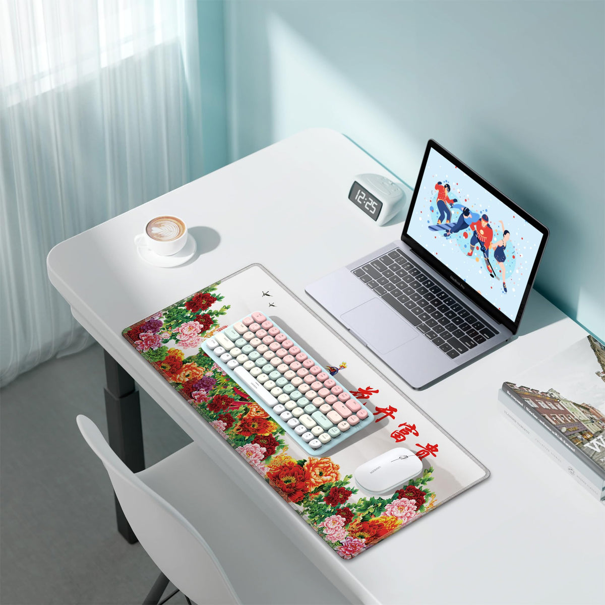 LL-COEUR XXL Landscape Gaming Mouse Pad Computer Keyboard Mat Office Desk Pad (Peacock, 27.5" x