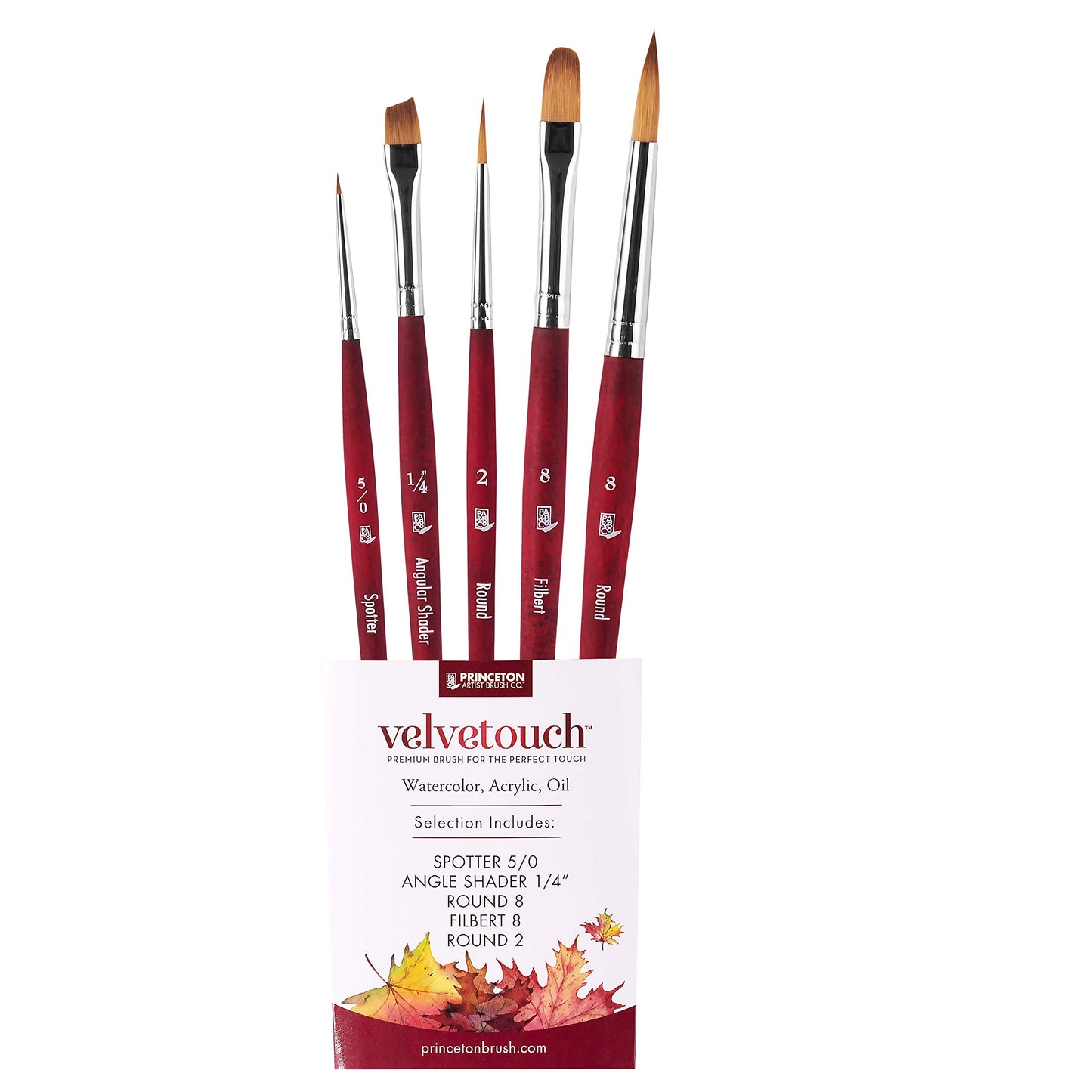 Princeton Velvetouch Series 3950 - 5pc Professional Paint Brushes for Acrylic Painting - Oil