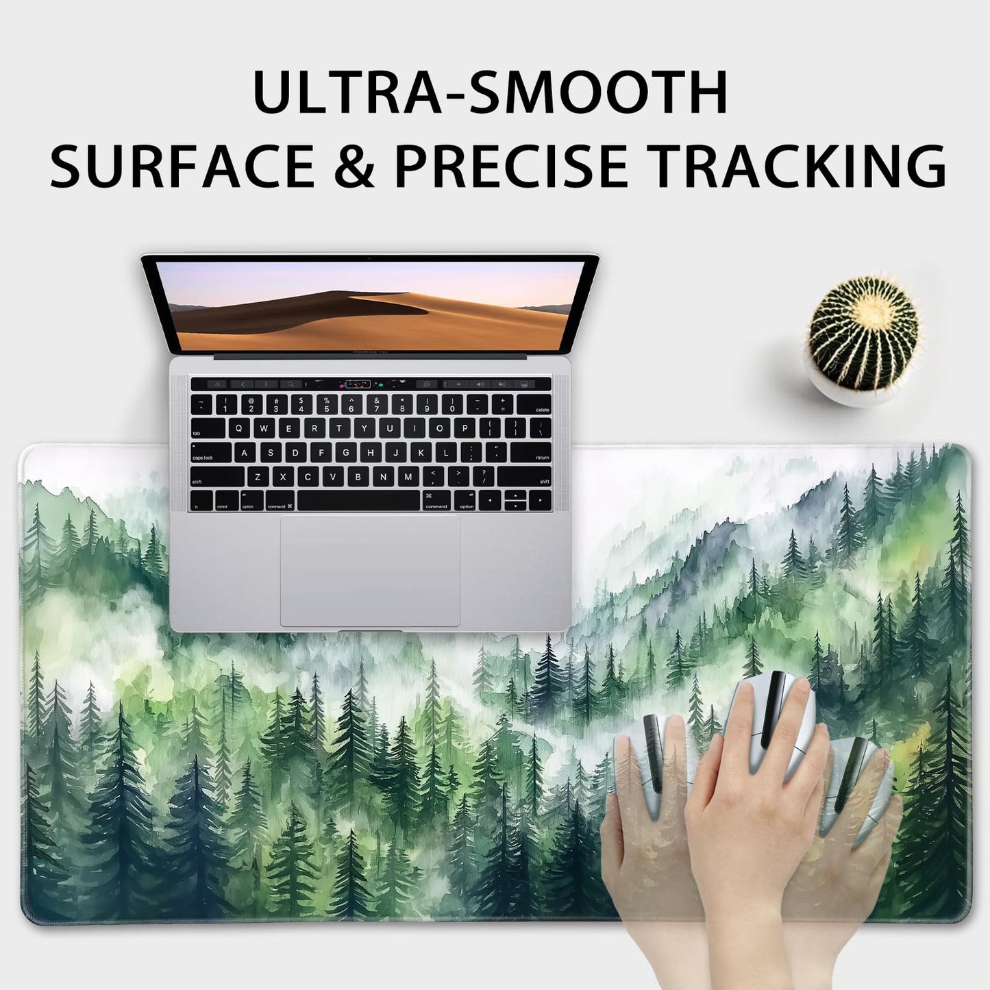 Mcapirivo Misty Forest Mountain Gaming Mouse Pad Desk Mat 31.5"x15.7"