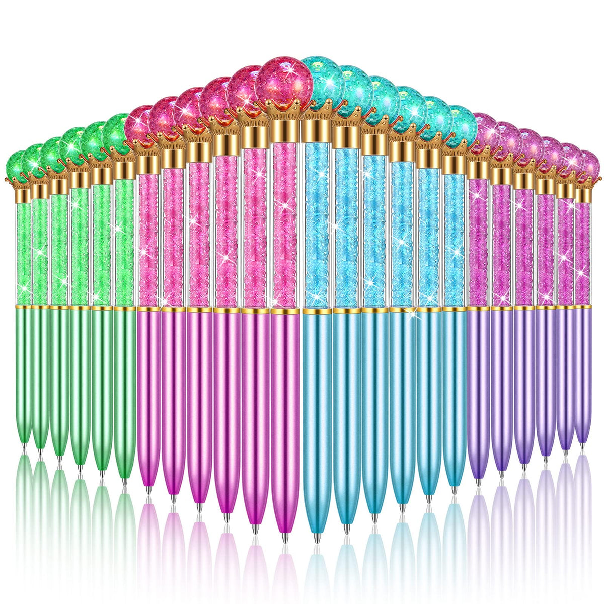 Gersoniel 24 Pcs Big Crystal Diamond Top Pens Rhinestones, Novel Style