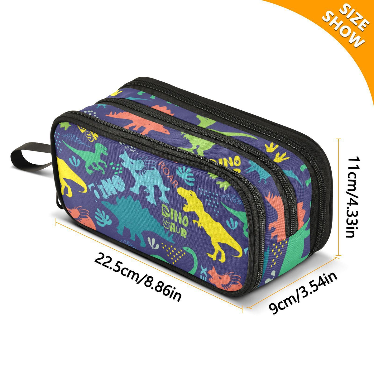 Sletend Pencil Case Dinosaur 3 Compartments Pencil Pouch
