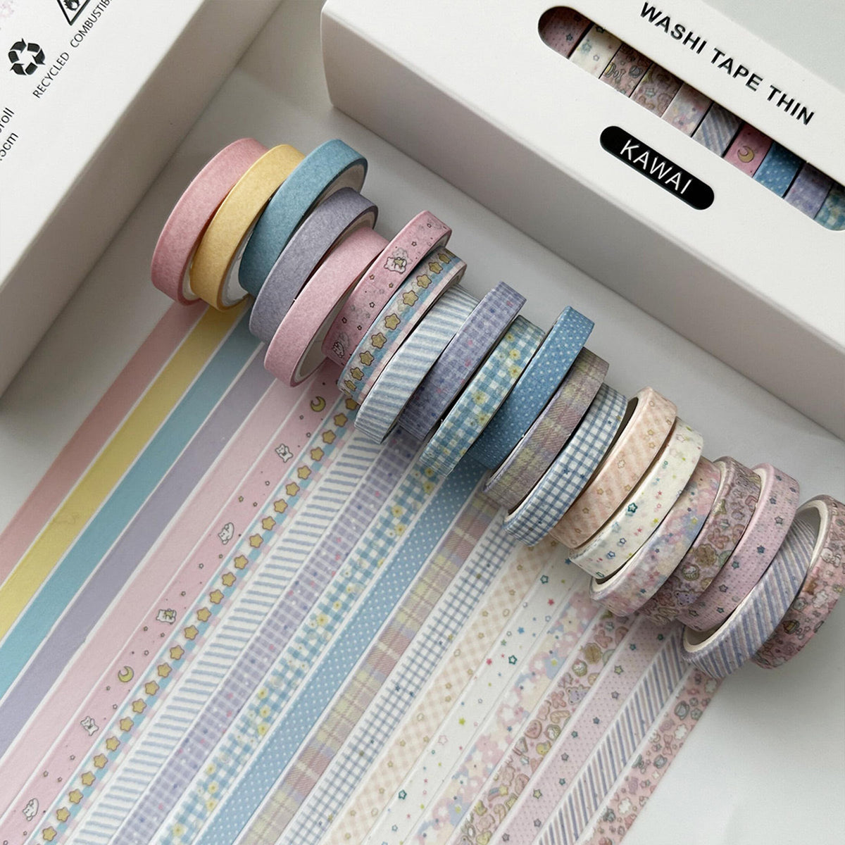 YUBX Vintage Washi Tape Set 20 Rolls Skinny Retro Decorative Antique Patterns Masking Tapes for
