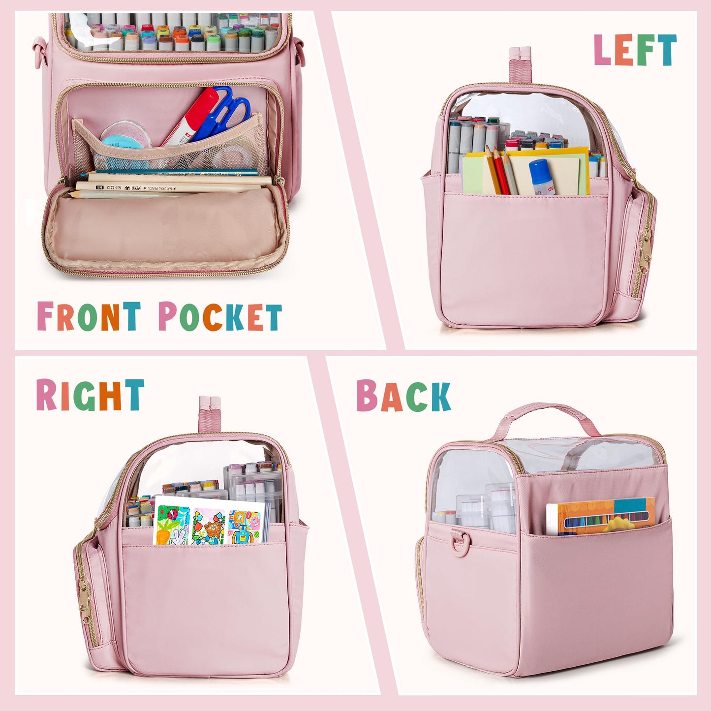 Rexmica Large Marker Organizer Case Storage Bag for 180 Marker Pens, Pink
