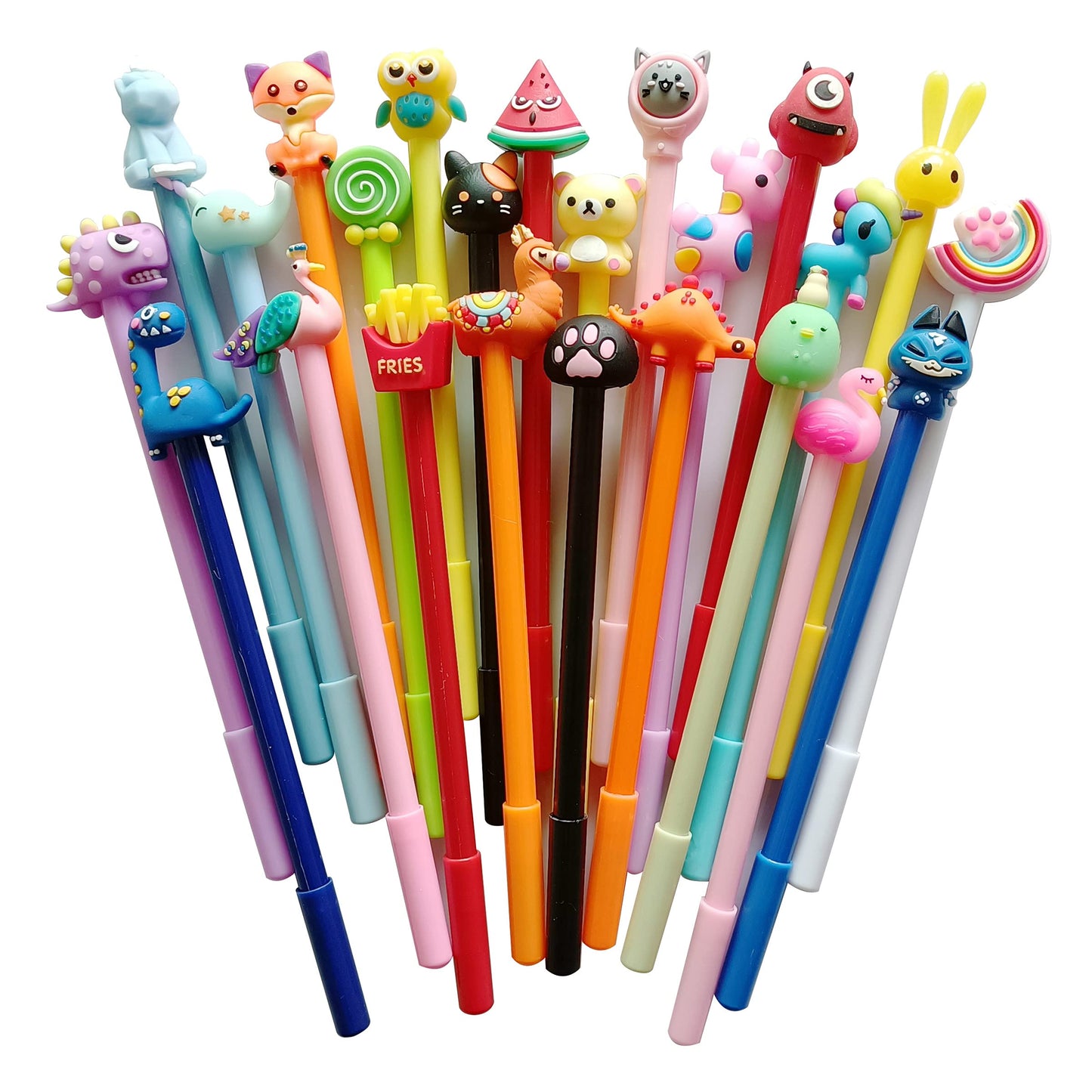 sencoo 24 pack Cute Cartoon Gel Blue Ink Pens Assorted Style Writing Birthday Present School Prize