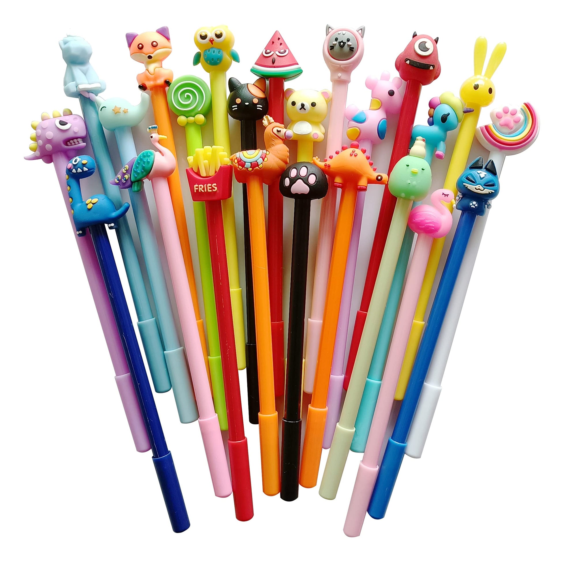 sencoo 24 pack Cute Cartoon Gel Blue Ink Pens Assorted Style Writing Birthday Present School Prize