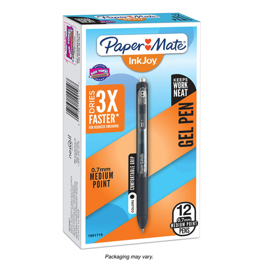 Paper Mate InkJoy Gel Pens, Medium Point, Black, 12 Count - 1951719