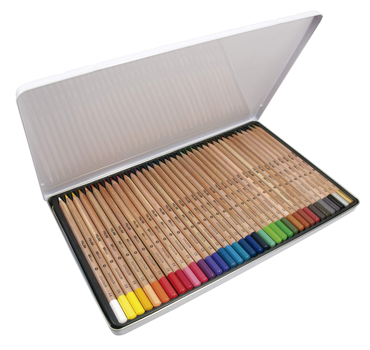 MILAN A.C Caja metálica 36 lápices de colores con mina grande Ø3,3 mm 213, white